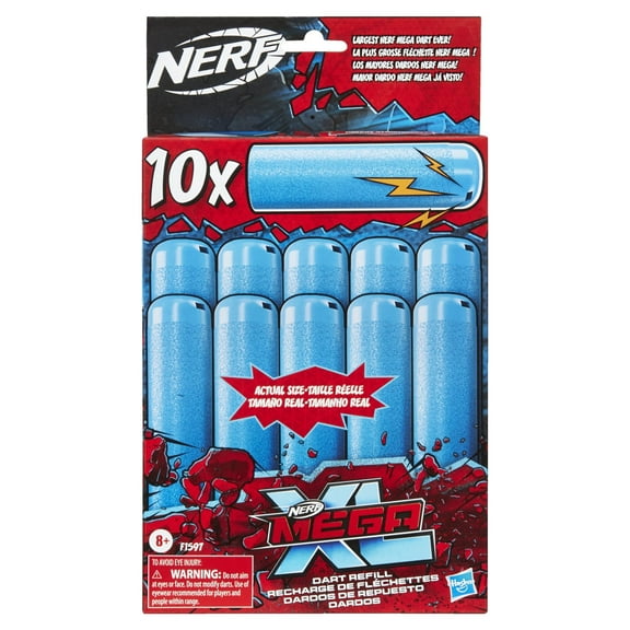 Nerf Mega XL Dart Blaster Refill, Includes 10 Nerf Mega XL Whistler Darts Kids Toys for Outdoor Summer Games Ages 8 and Up