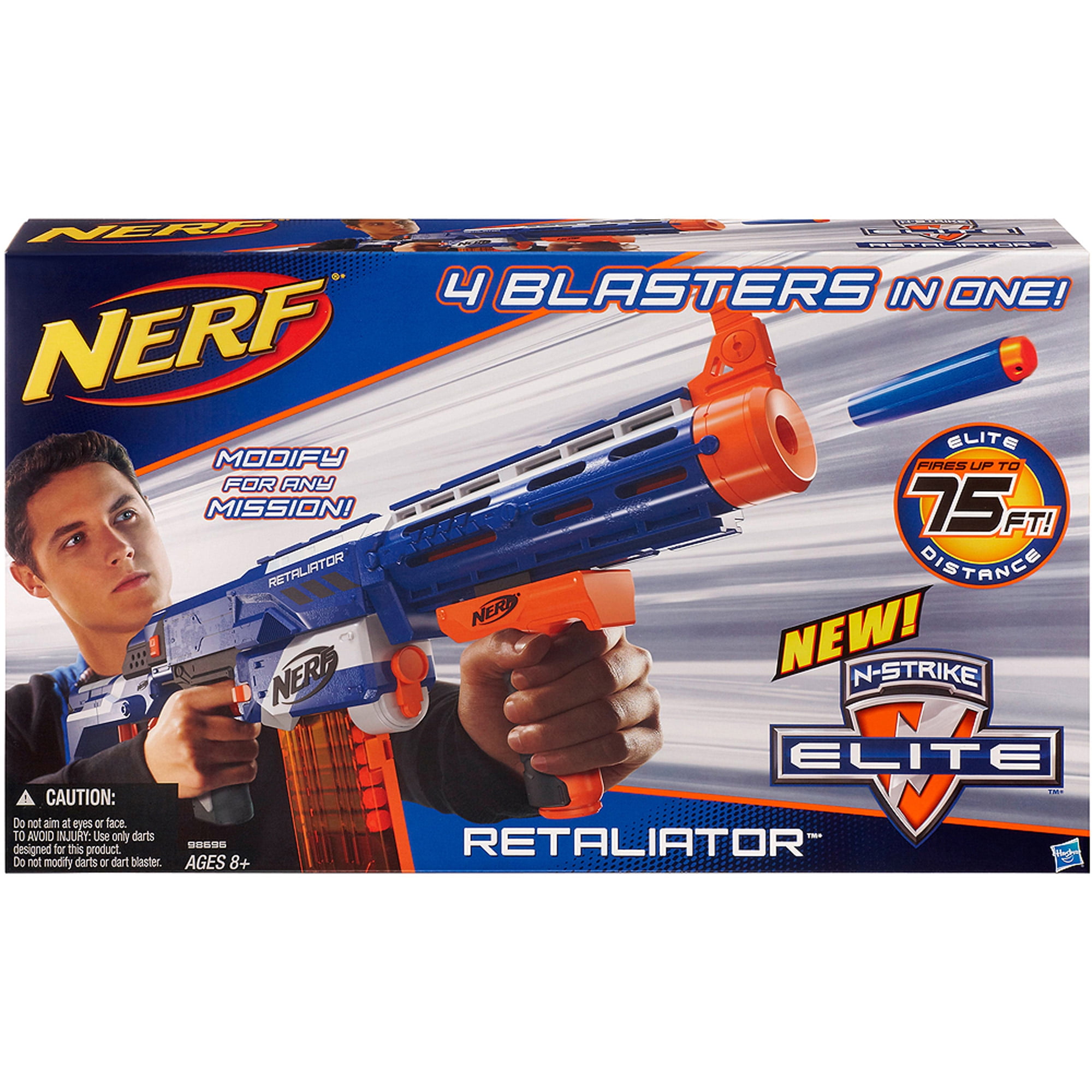 NERF N-Strike Elite Retaliator Dart Blaster, Stock, Grip, Barrel, 12-Dart  Clip, 12 Elite Darts, Kids Outdoor Toys for 8 Year Old Boys & Girls and Up