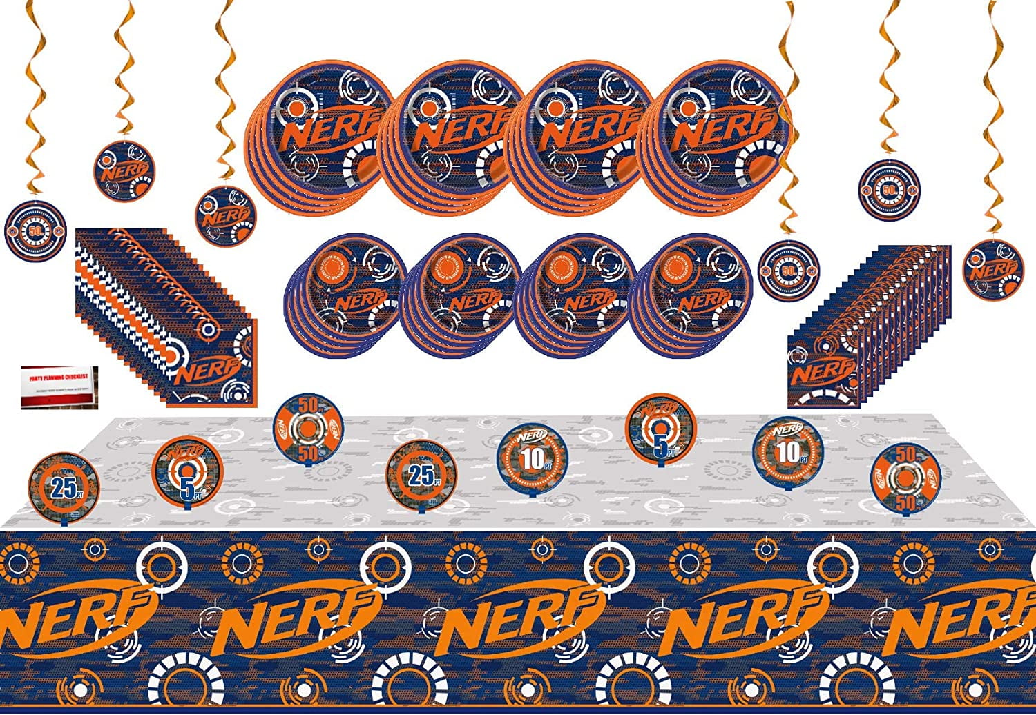 Nerf Premium Deluxe Birthday Party Supplies Jumbo Bundle Pack for 16 Guests (Plus Party Planning Checklist by Mikes Super Store)