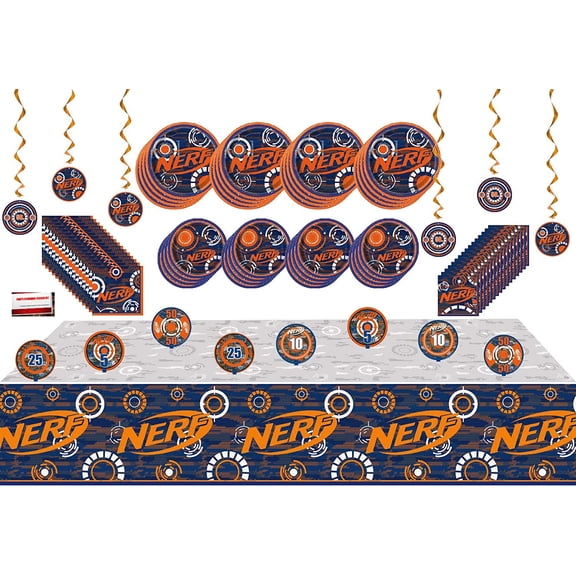 Nerf Premium Deluxe Birthday Party Supplies Jumbo Bundle Pack for 16 Guests (Plus Party Planning Checklist by Mikes Super Store)