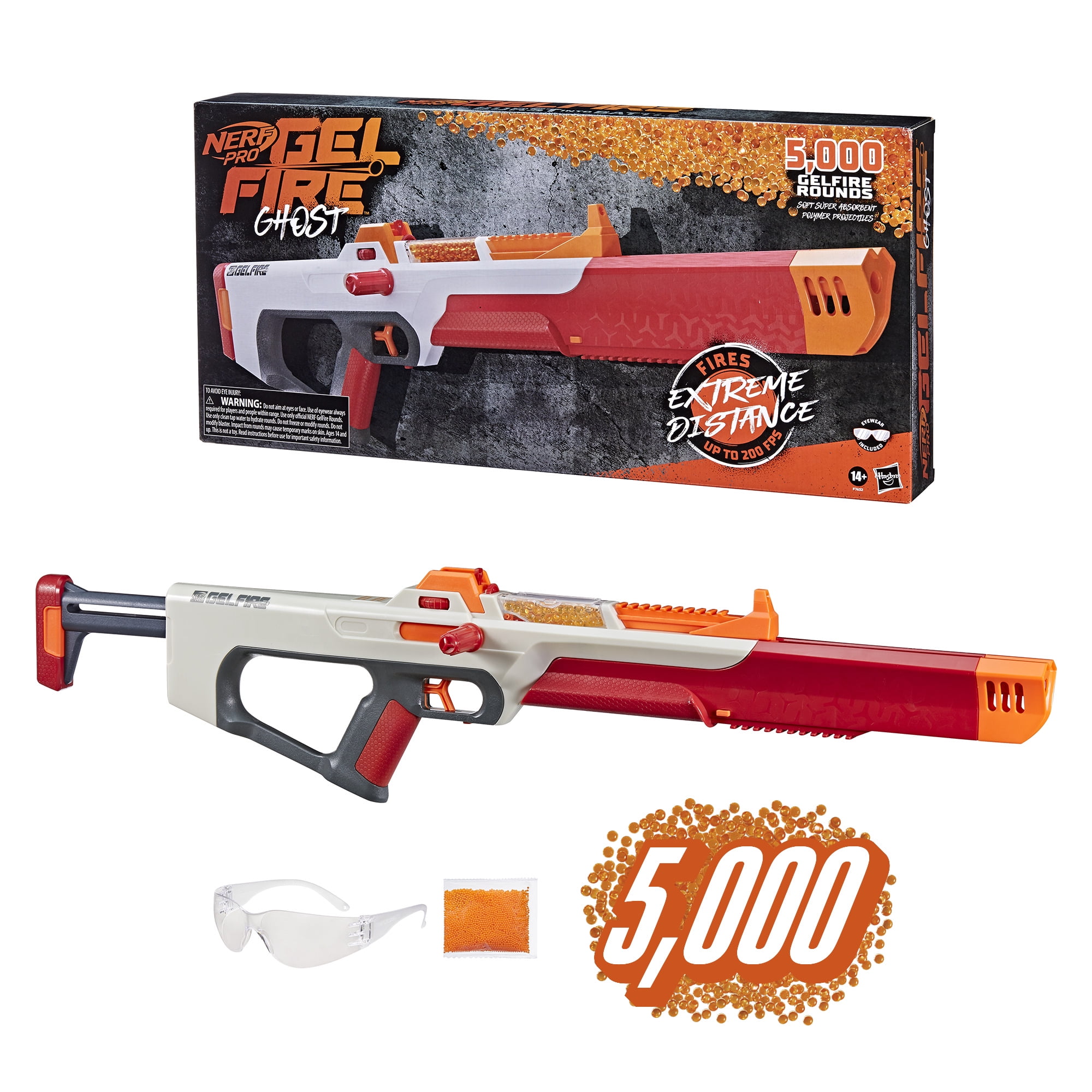 Nerf Pro Gelfire Ghost Blaster, Boost Barrel, 5000 Gel Rounds