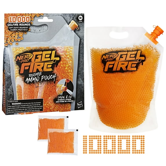 Nerf Pro Gelfire Reusable Ammo Pouch & 10,000 Dehydrated Gelfire Rounds, Ages 14 & Up