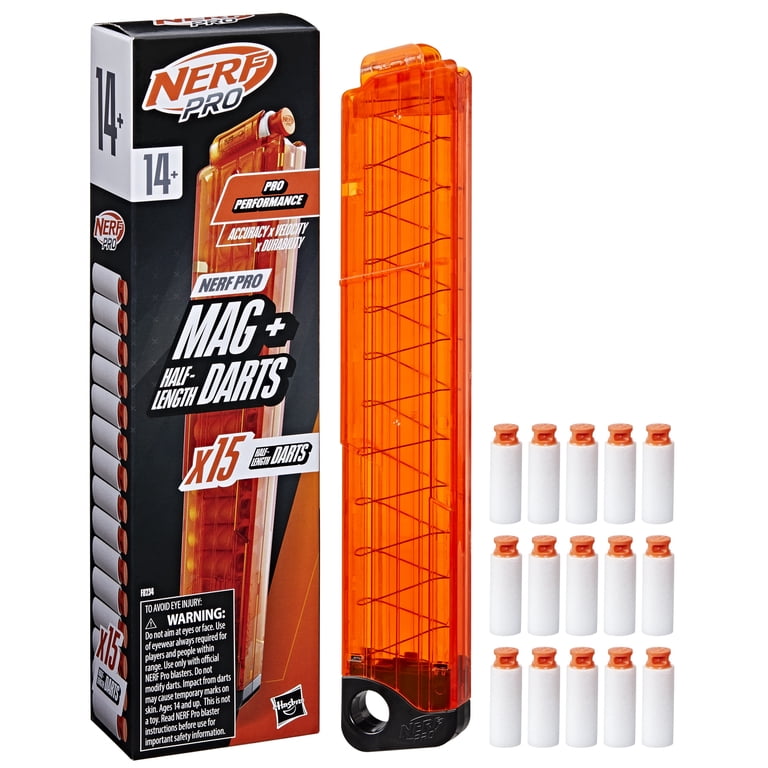 Nerf, Pro Half-Length Dart Magazine, 15 Darts, Ready to Reload