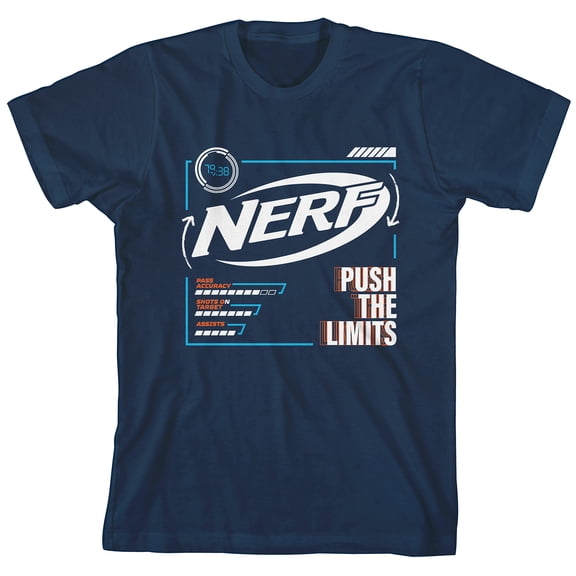 Nerf Push The Limits Crew Neck Short Sleeve Navy Blue Boy's T-shirt-XL