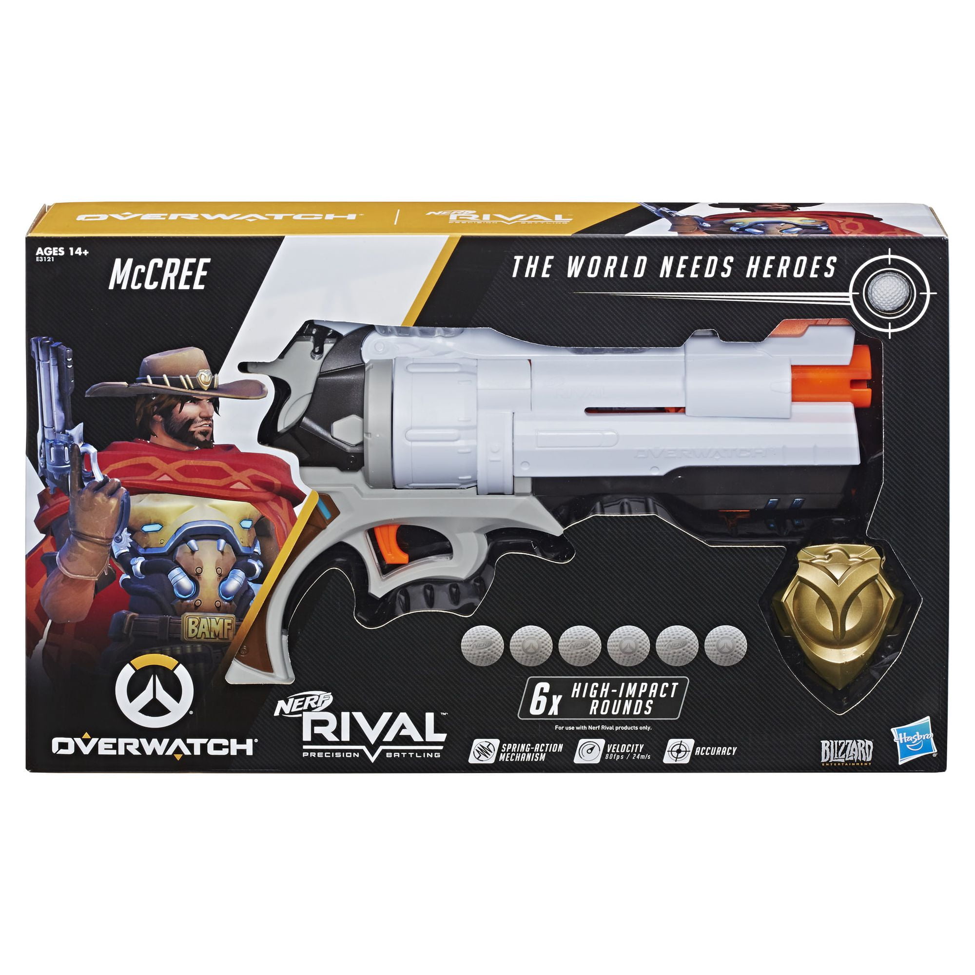 Nerf Overwatch McCree Rival Blaster with 6 Rounds & Collectible