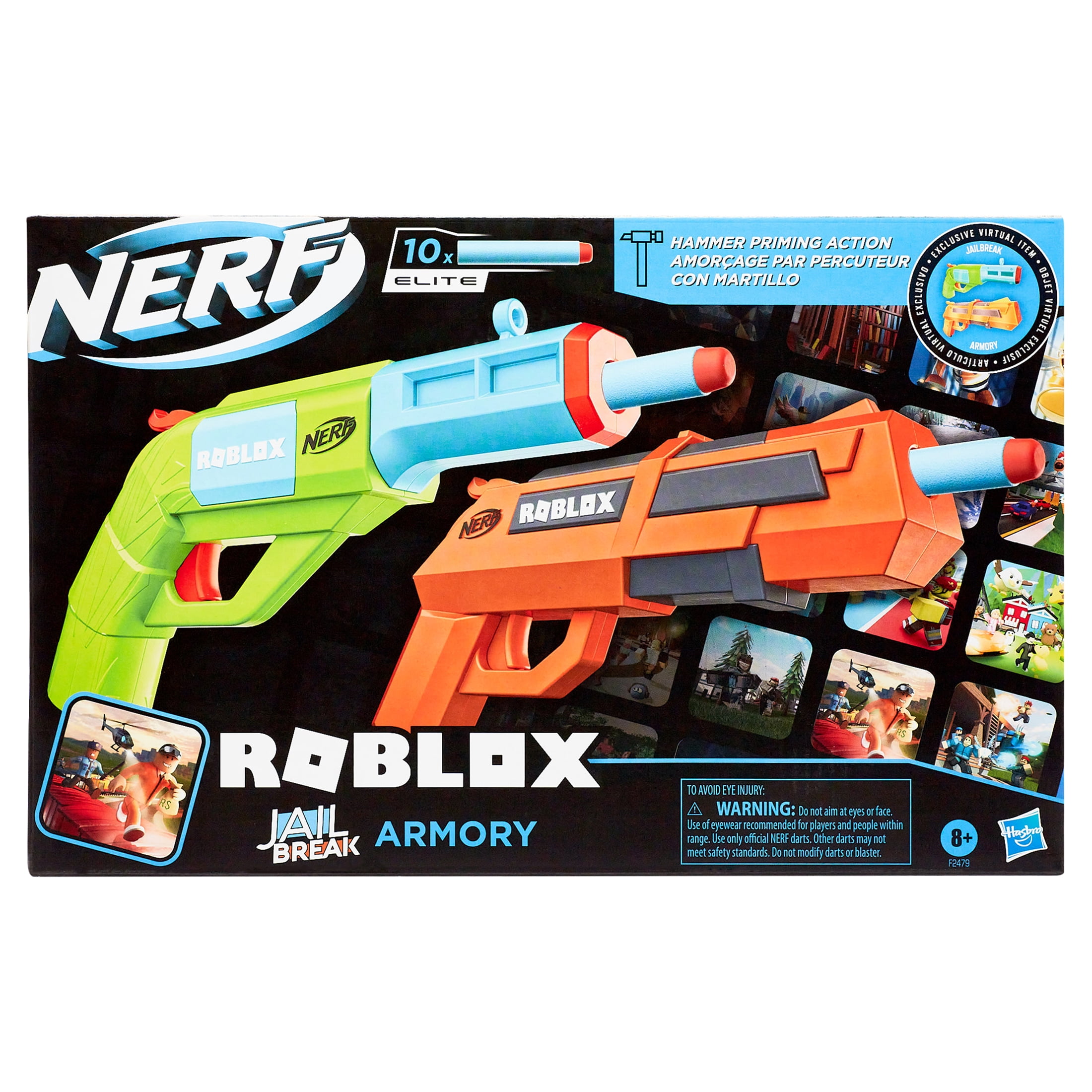 NERF Roblox Jailbreak: Armory, Includes 2 Hammer-Action Blasters, 10 Elite  Darts, Code to Unlock in-Game Virtual Item