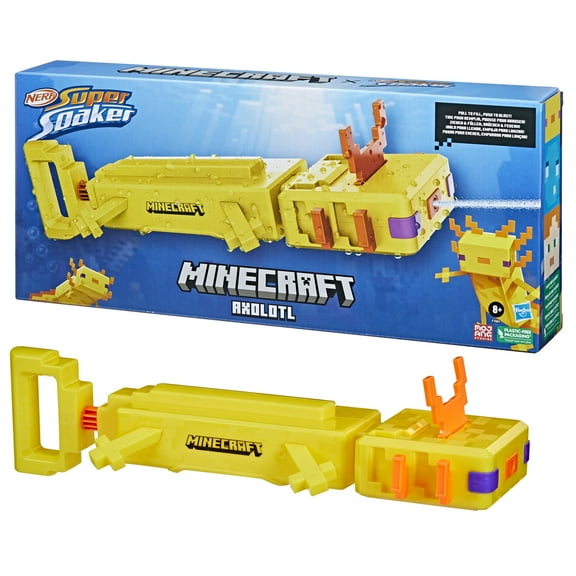 Nerf Super Soaker Minecraft Axolotl Water Blaster, Minecraft Axolotl Mob Design