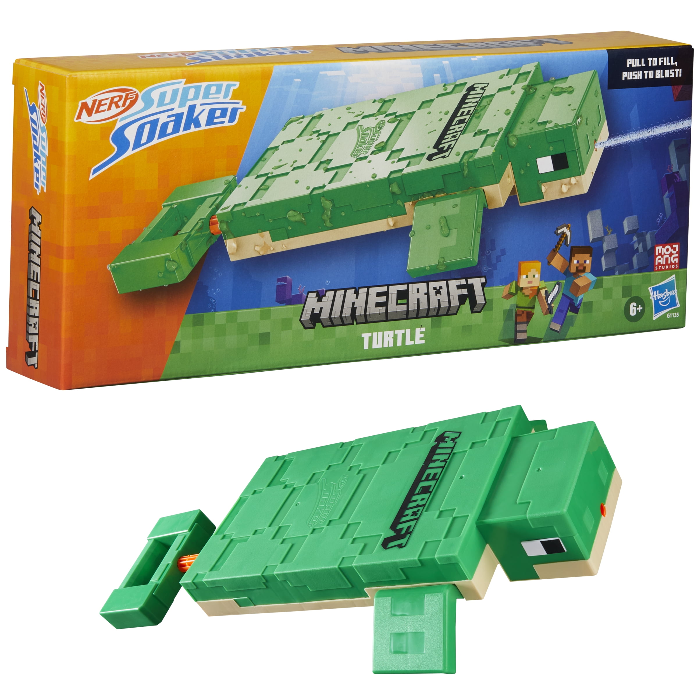 Nerf Super Soaker Minecraft Turtle Water Blaster, Outdoor Water Toys, Ages 6+