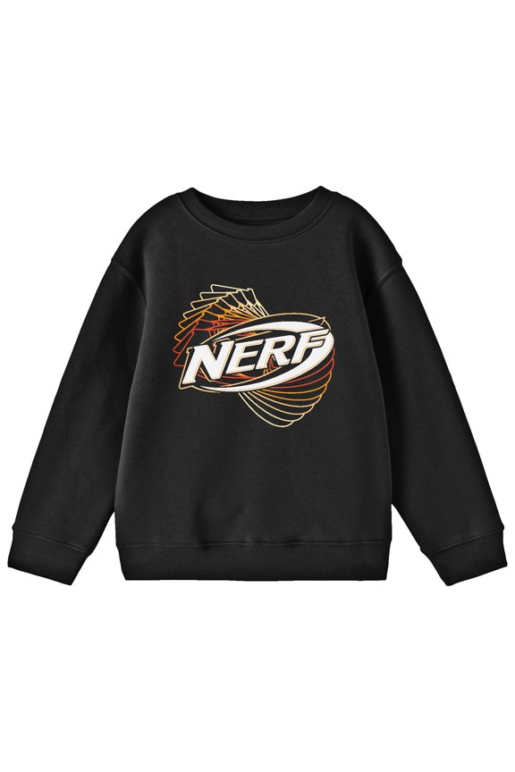 Nerf Twisted Logo Crew Neck Long Sleeve Boy's Black Sweatshirt
-XS