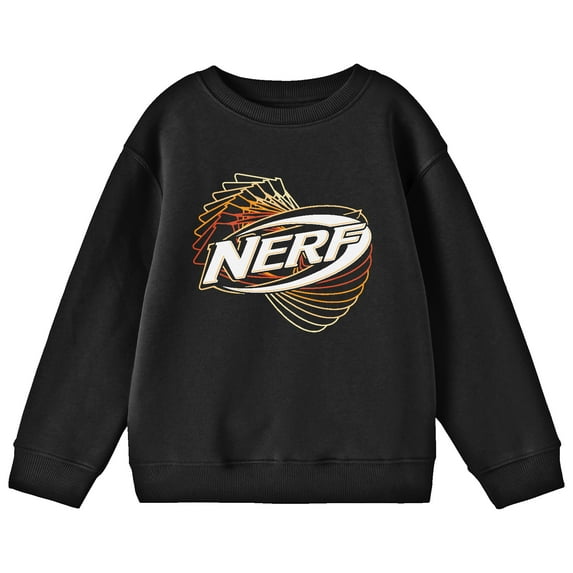 Nerf Twisted Logo Crew Neck Long Sleeve Boy's Black Sweatshirt
-XS