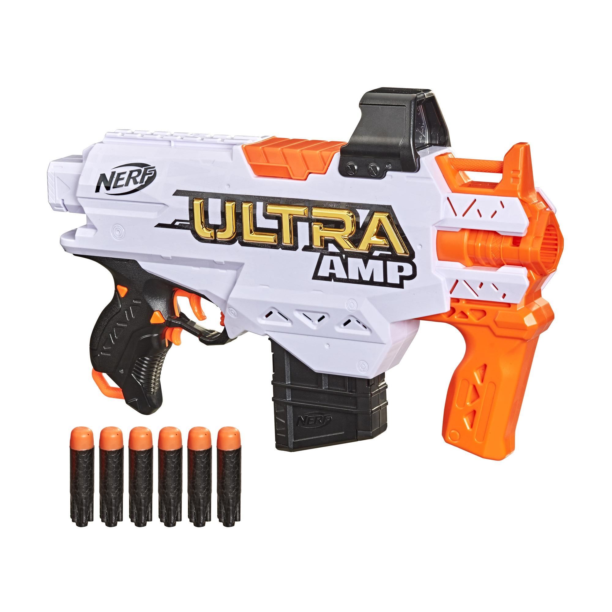 Nerf Ultra Amp Motorized Blaster, 6-Dart Clip, Includes 6 Darts