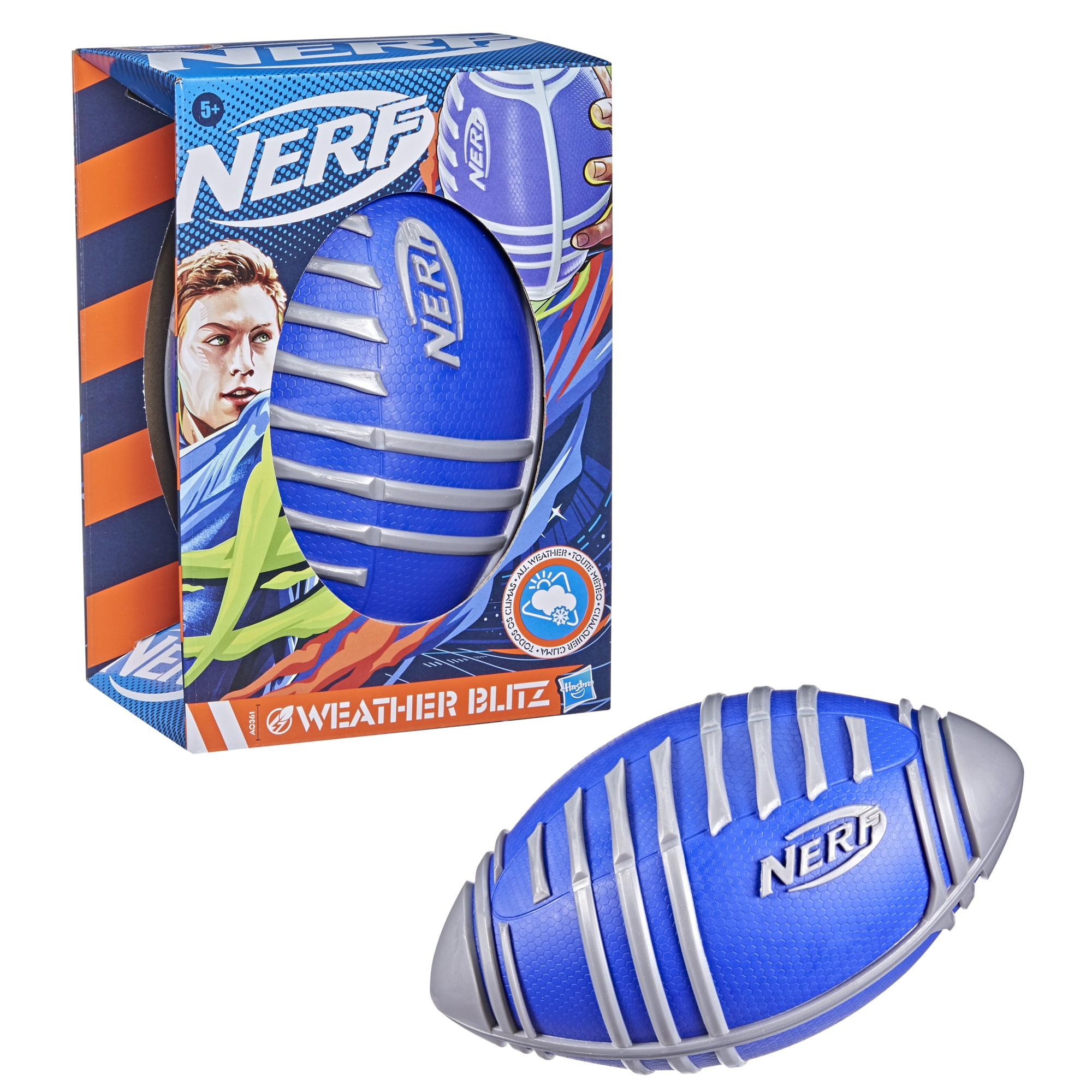  NERF Vortex Ultimate Grip Foam Football - NERF Soft Vortex  Football for Long-Distance Throws - All-Weather Perfect for Pool + Beach  Football - Kids Ultimate Grip Whistle Vortex Foam Ball 