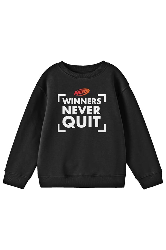 Nerf Winners Never Quit Crew Neck Long Sleeve Boy's Black Sweatshirt
-Small