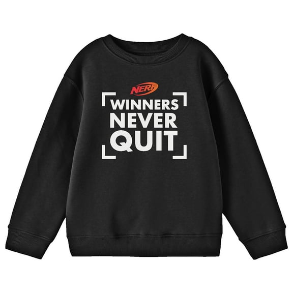 Nerf Winners Never Quit Crew Neck Long Sleeve Boy's Black Sweatshirt
-XL