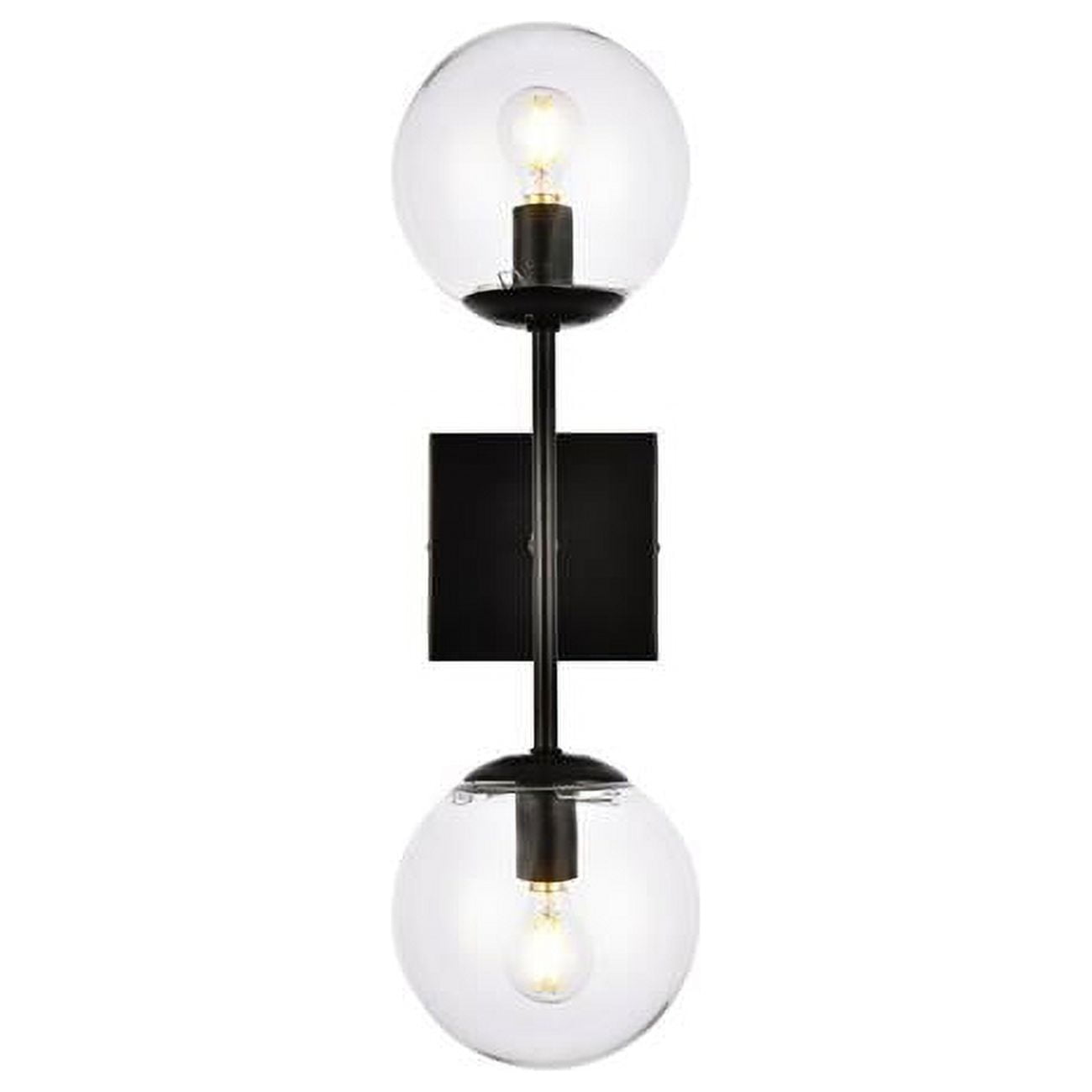 Elegant Black and Clear Iron Glass Globe Wall Sconce