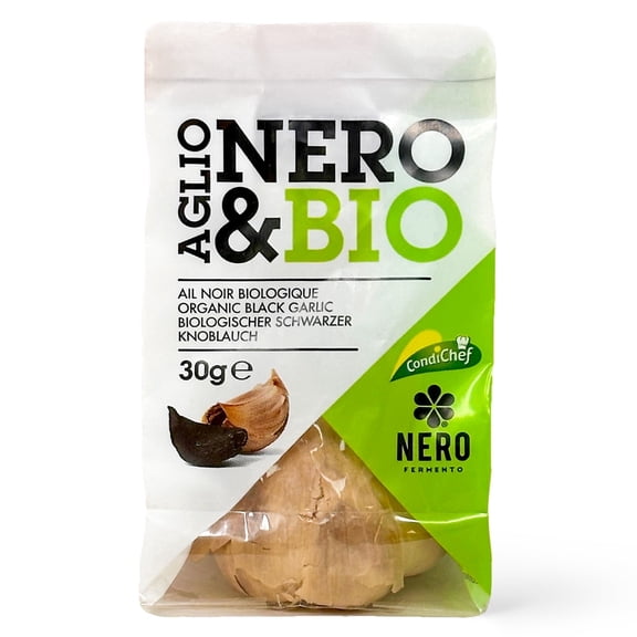 Nero Fermento Organic Black Garlic, 30gr Whole Bulb Produced by Natural Fermentation, Vegan. Great on Meat, Fish, Cheese or to Season Pasta and Risotto (Pack of 1)