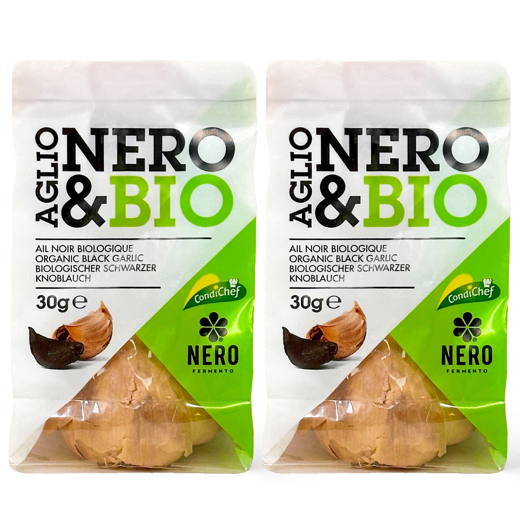 Nero Fermento Organic Black Garlic, 30gr – Whole Bulb Produced by Natural Fermentation, Vegan. Great on Meat, Fish, Cheese or to Season Pasta and Risotto (Pack of 2)