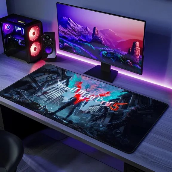 Nero Winged Power Desk Mat, Devil May Cry Gaming Desk Pad, Fantasy Action Artwork, Large Computer Desk Mat