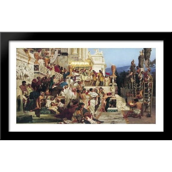 Nero's Torches (Leading Light of Christianity) 40x24 Large Black Wood Framed Print Art by Henryk Siemiradzki