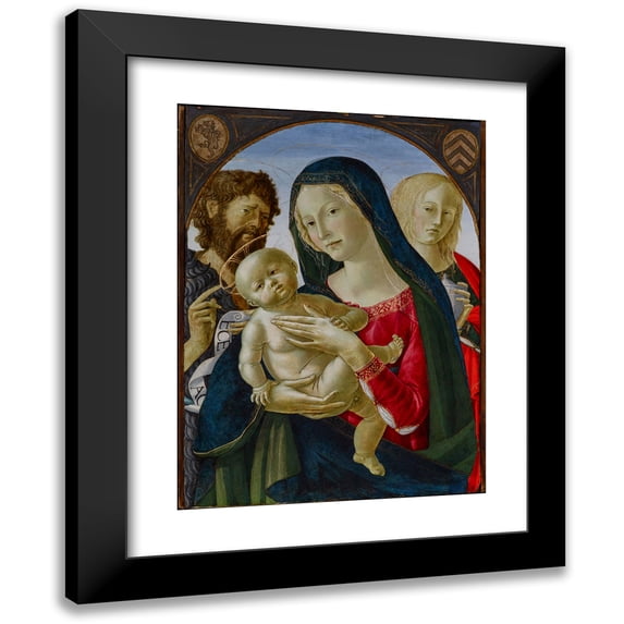 Neroccio di Bartolommeo de' Landi 19x24 Black Modern Framed Museum Art Print Titled - Madonna and Child with St. John the Baptist and St. Mary Magdalene (1495)