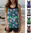thumbnail image 1 of Nerohusy Women's 2 Piece Swimsuit with Shorts Floral Print Tank Tops Beach Tankini Sets Vintage Bohemian Swimwear Suits,Multicolor,XL, 1 of 9