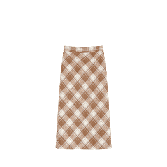 Neropero Women's Plaid Midi Skirt, High Waist A-Line Side Slit Long Skirt for Fall