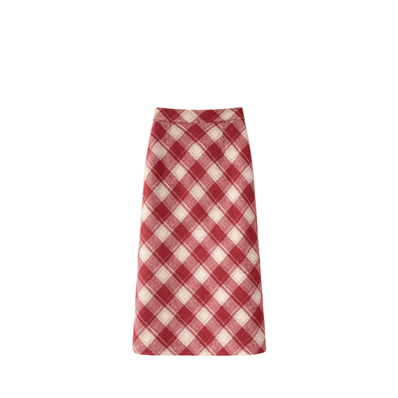 Neropero Women's Plaid Midi Skirt, High Waist A-Line Side Slit Long Skirt for Fall