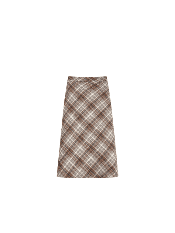 Women's Plaid Midi Skirt, High Waist A-Line Side Slit Long Skirt for Fall