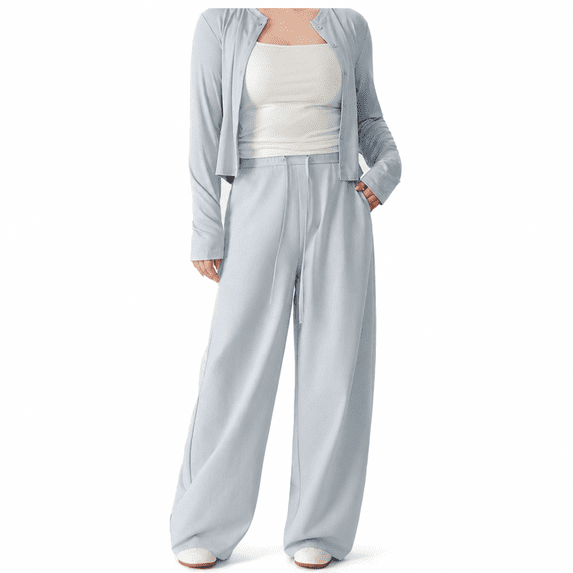 Neropero Women's Tall Wide Leg Sweatpants, Cotton-Blend Lounge Pants with Pockets, S-6XL