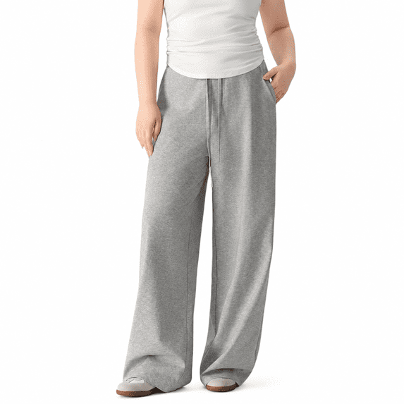 Neropero Women's Tall Wide Leg Sweatpants, Cotton-Blend Lounge Pants with Pockets, S-6XL