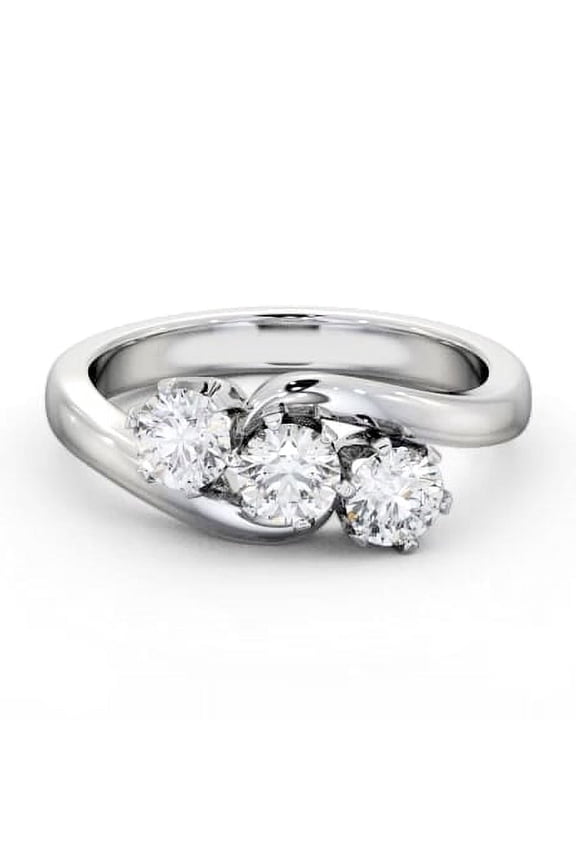 1.5 Ct VVS1/D Round Cut Diamond Solitaire Ring - 14K White Gold Plated Wedding Anniversary Ring - 3 Stone Engagement Ring for Women's - Bypass Classic Engagement Fine Ring for Women's