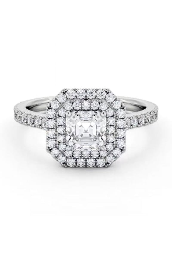 1.6 Ct Asscher Cut Diamond Rings for Women's - 14K White Gold Plated Rings for Gifts - Engagement Wedding Promise Ring for Women's - Valentine Proposal Rings for Her