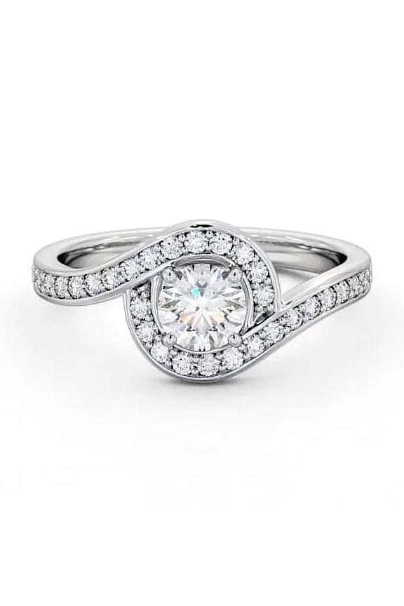 1.7 Ct Round Cut Lab Created Diamond Rings - 14K White Gold Plated Anniversary Rings - Unique Bypass Engagement Wedding Halo Prong Set Rings for Women's - Latest Engagement Wedding Gifts