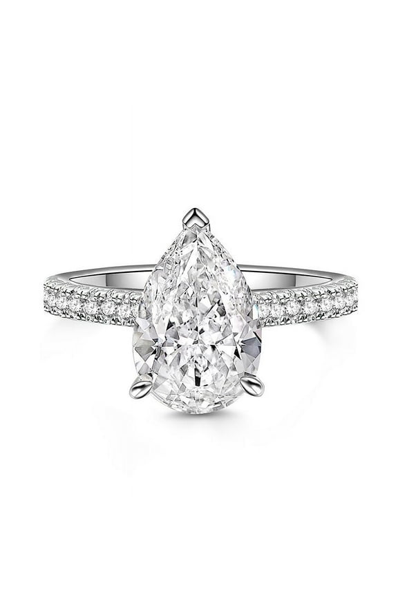 14K White Gold Plated Anniversary Rings - 2.5 Ct Pear Cut Diamond Rings for Her - Engagement Wedding Promise Rings for Women's - Gorgeous Christmas Special Gift for Her - New Year Gifts