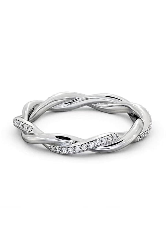 14K White Gold Plated Diamond Ring - 0.3 Ct VVS1/D Round Cut Lab Created Simulated Diamond Ring - Twisted Cross Over Shank Engagement Rings for Women's - Promise Gifts For Her