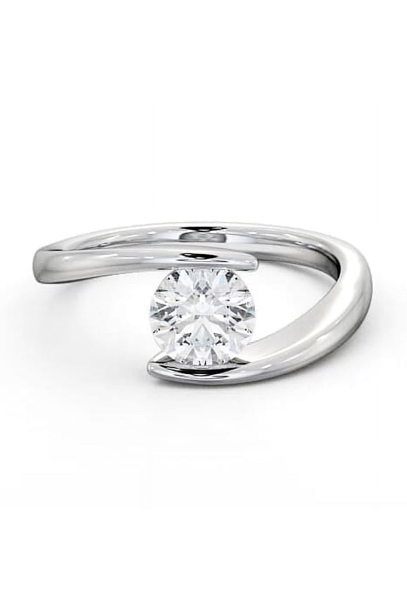 14K White Gold Plated Rings - 2 Ct Round Cut Diamond Wedding Rings - Sweeping Engagement Bypass Ring for Women's - Solo Stone Wedding Diamond Rings for Women's Gifts - Gifts for Mom