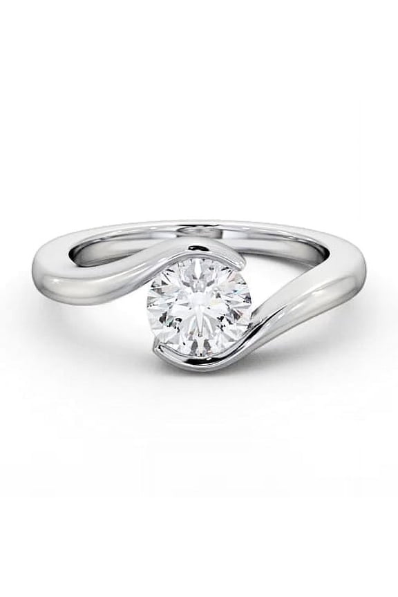 14K White Gold Plated Solitaire Ring for Gift - 2.2 Ct Round Cut Diamond Rings for Women's - Engagement Bypass Diamond Ring for Gifts - Engagement Wedding Solitaire Ring for Her