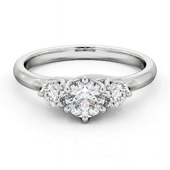 Nerra Jewel 14K White Gold Plated Wedding Anniversary Ring - 1.8 Ct Round Cut Lab Created Simulated Diamond - 3 Stone Engagement Wedding Rings for Women's - Causal Office Wear Rings for Women's