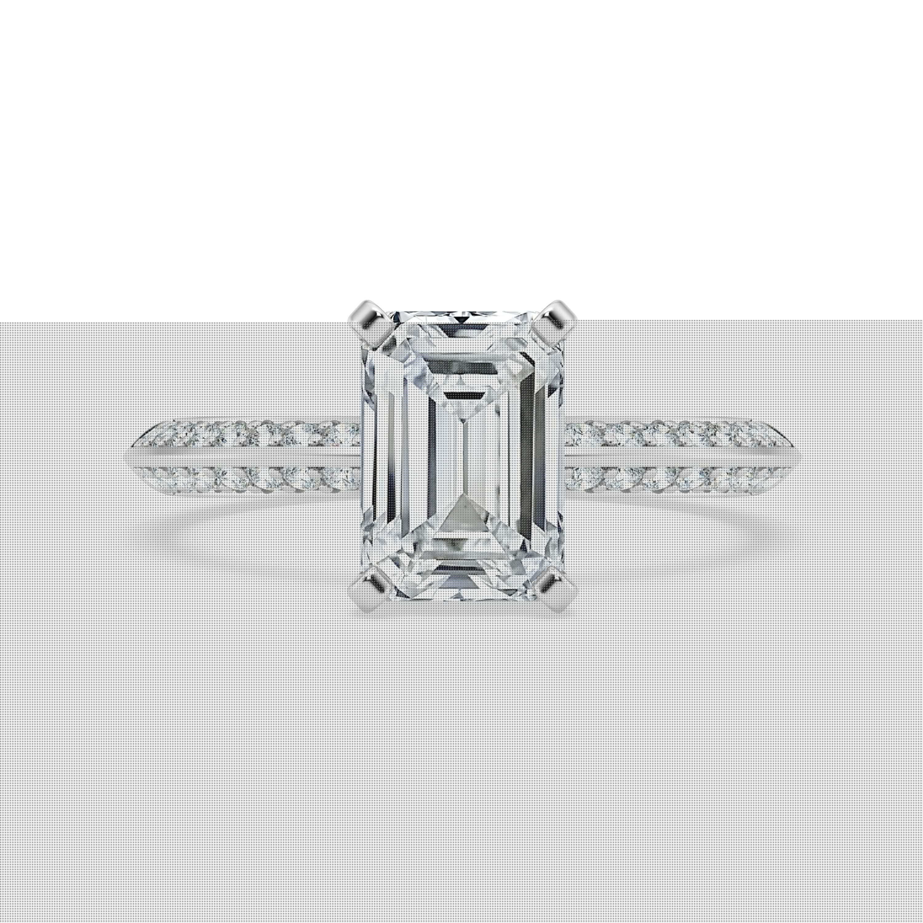 Nerra Jewel 14K White Gold Over Ring - 2.1 Ct Emerald Cut Diamond Solitaire Ring with Hidden Halo and Accent Stones - Women's Wedding Jewelry for Engagement and Special Occasions - Promise Ring