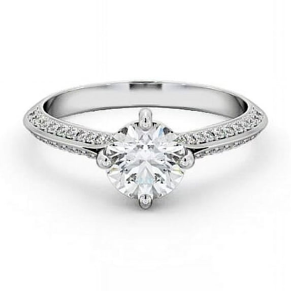 Nerra Jewel 2.1 Ct VVS1/D Round Cut Lab Created Simulated Diamond Ring - 14K White Gold Plated Solitaire with Accent Rings - Gorgeous Anniversary Gift for Women's - Latest Engagement Diamond Rings
