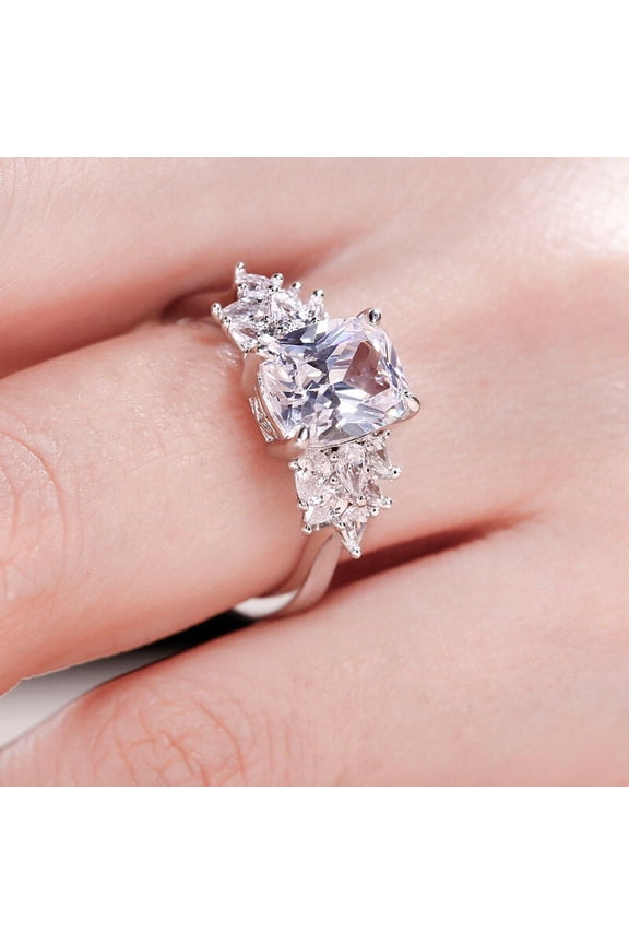 2 Ct Lab Created Cushion Cut Diamond Ring - 14K White Gold Plated Anniversary Ring - Cluster Wedding & Engagement Fine Diamond Jewelry Collections - Gifts for Her - Unique Proposal Ring