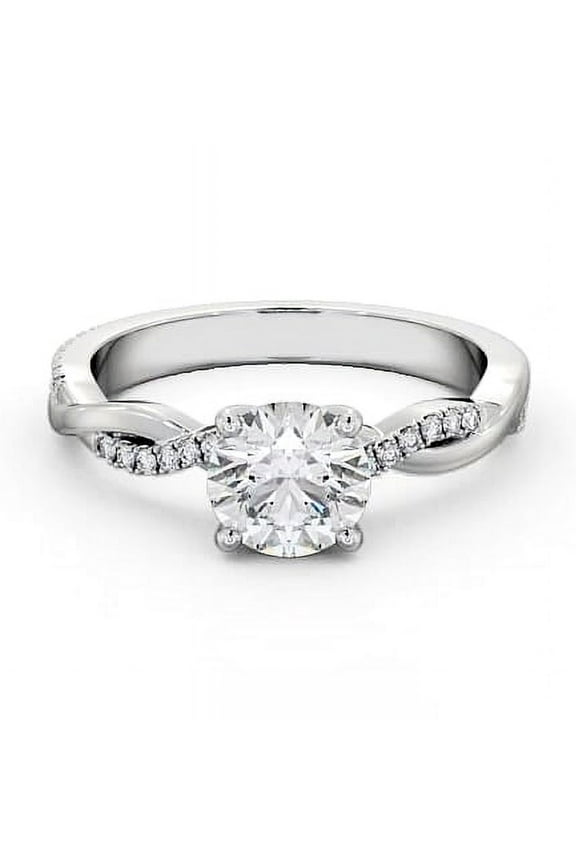 Brilliant 1.9 Ct Round Cut Diamond Ring - 14K White Gold Plated Solitaire with Accent Ring - Infinity Twisted Cross Over Shank Engagement Ring for Women's - Latest Engagement Diamond Ring