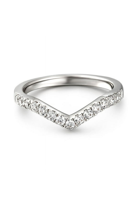 Brilliant 1 Ct Round Cut Diamond Ring - 14K White Gold Plated Ring -Wishbone Eternity Rings for Women's - V Shape Diamond Rings for Her - Proposal Ring - Graduation Gift for Hers