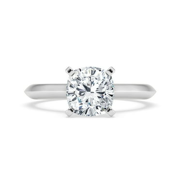 Nerra Jewel Cushion Cut Hidden Halo Solitaire Ring - 14K White Gold Over 1.8 Ct Lab Created Diamond - Simple Solitaire Engagement Wedding Jewelry for Women - Solitaire Diamond Rings for Her