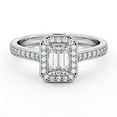 thumbnail image 1 of Nerra Jewel Modern Elongated Emerald Cut 2.1 Ct Diamond Ring for Women's - 14K White Gold Plated Engagement Ring - Latest Halo Design Silver Rings for Women's Diamond Beautiful Special Occasion Ring, 1 of 3