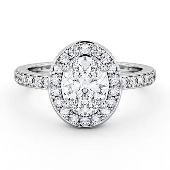 Nerra Jewel Oval Cut Excellent 2 Ct Diamond Ring For Women's - Silver 14K White Gold Plated Ring - Halo Solitaire with Accent Engagement Rings for Women's - Classic Engagement Wedding Women's Rings