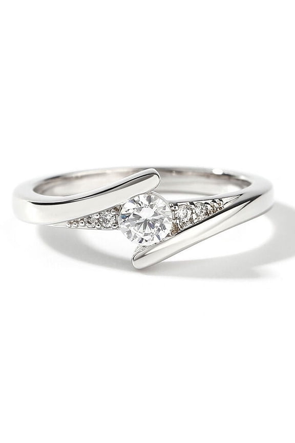 Round Cut 1.3 Ct Lab Created Diamond Rings - 14K White Gold Plated Wedding Rings - Silver Bypass Rings for Women's - Engagement Wedding Unique Rings for Women's - Valentine's Day Gift