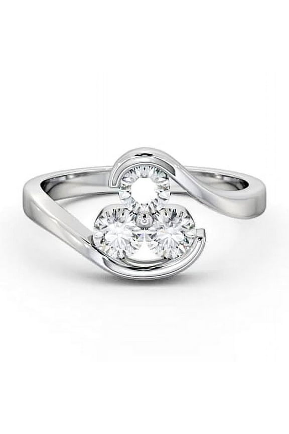 Round Cut 1.5Ct VVS1/D Diamond Solitaire Rings - Bypass Engagement Wedding Diamond Rings for Women's - 3 Stone Diamond Simple Rings for Women's - Valentine Proposal Rings