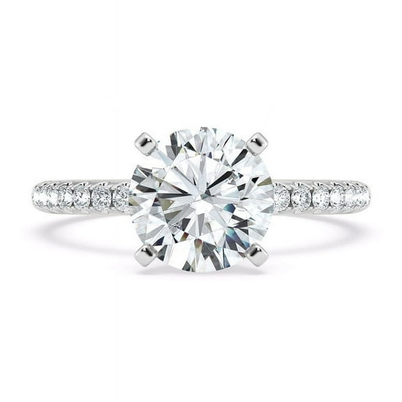 Nerra Jewel Solitaire with Accents Lab Created Diamond Ring 1.8 Ct - Round Cut Engagement Wedding Diamond Ring for Women's - 14K White Gold Over Jewelry - Proposal Promise Ring Gift for Her