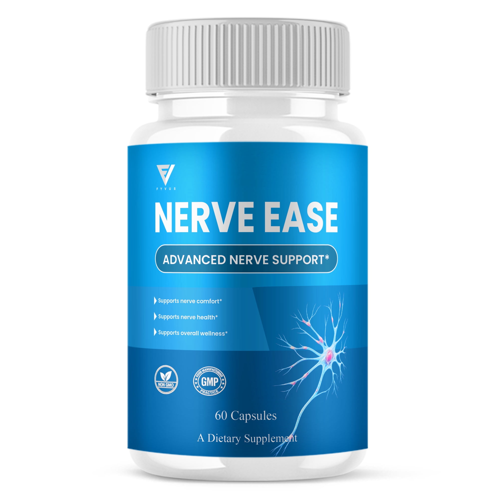 Nerve Ease Pills, NerveEase Premium Nootropic Supplement (60 Capsules)